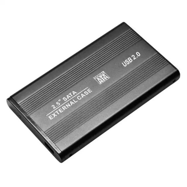 Carcasa Externa para Disco Duro SATA 2.5' USB 2.0 HD HDD SSD de Aluminio Negra