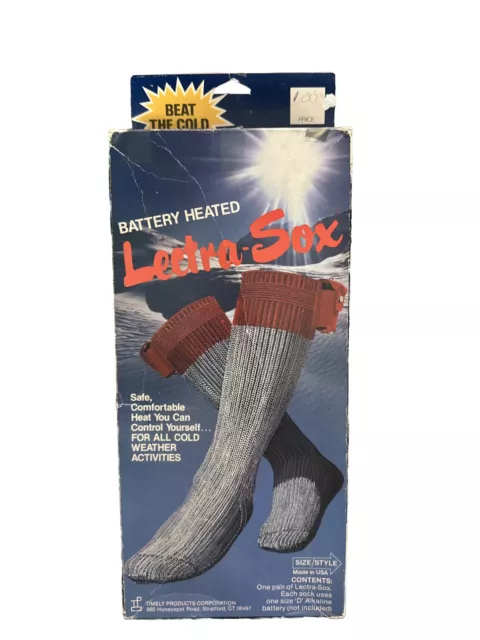 Lectra-sox battery heated  size large 1986 Heated Socks. Hiking Work Vintage !