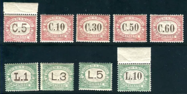 1924 San Marino segnatasse serie di 9 valori MNH