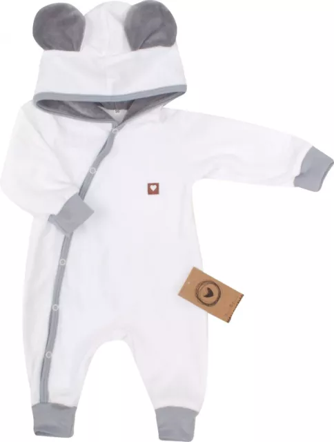 NEU Baby Mädchen Jungen Strampler Overall Einteiler Gr. 56 62 68 74 weiß grau