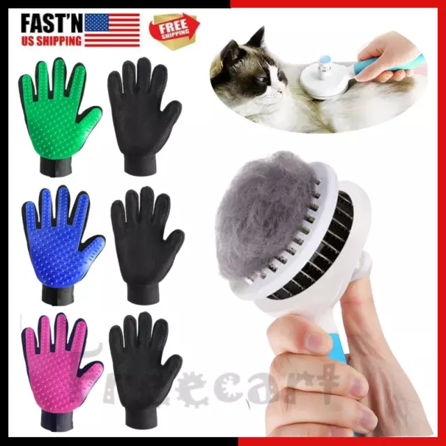 Pet Hair Remover Dog Cat Comb Grooming Massage Deshedding Cleaning Brush /Gloves