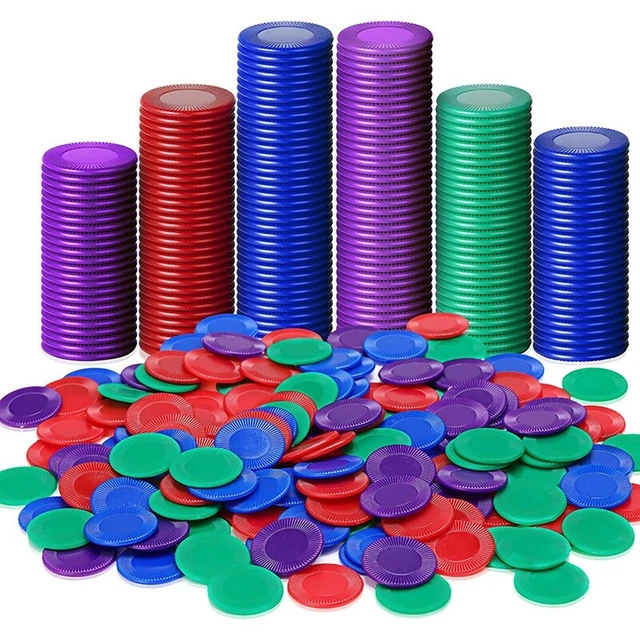 400 Pieces Plastic Poker Chips Game Chips 4 Colors Counter Card for Game Playih