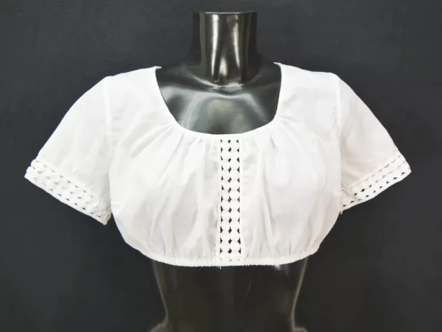 Gr.38 Dirndlbluse weiß Bluse für Dirndl Baumwollmischung mit Spitze B10260