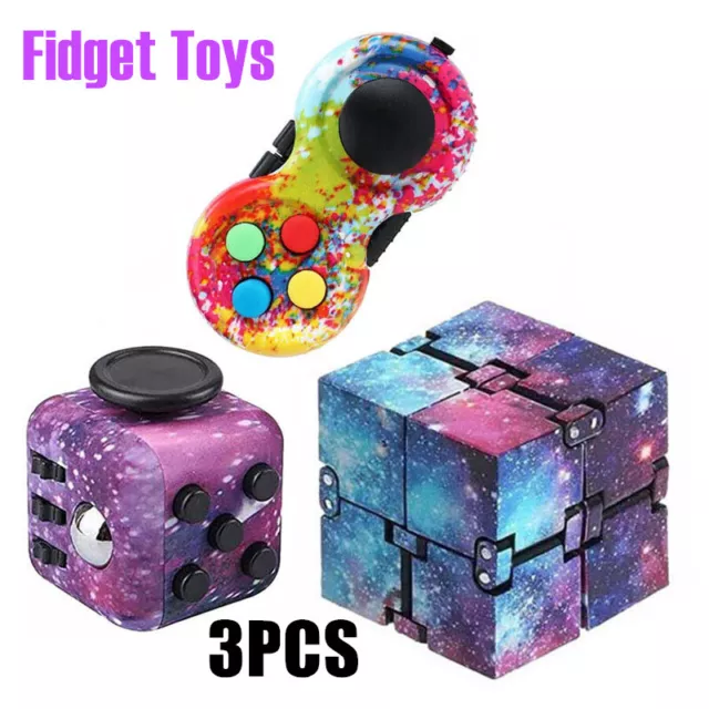 Fidget Toys Infinity Magic Cube 3PC Set Stress Relief ADHD Kids Adult Toys Gifts