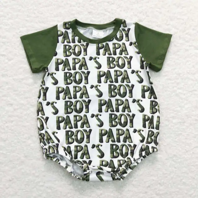 Infant Baby Boys Summer Clothing Papa's Boy Camo Short Sleeve Romper