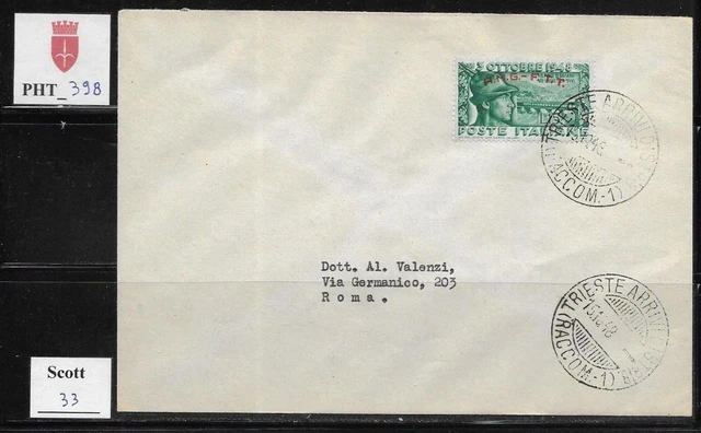 PHT_398. TRIESTE FTT. FDC w. 1948 RICOSTRUZIONE PONTE BASSANO. Scott 33