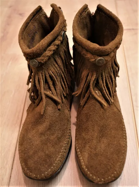 Bottines boots à franges femme MINNETONKA daim marron 6 US 4,5 UK 37,5 EUR 24 cm