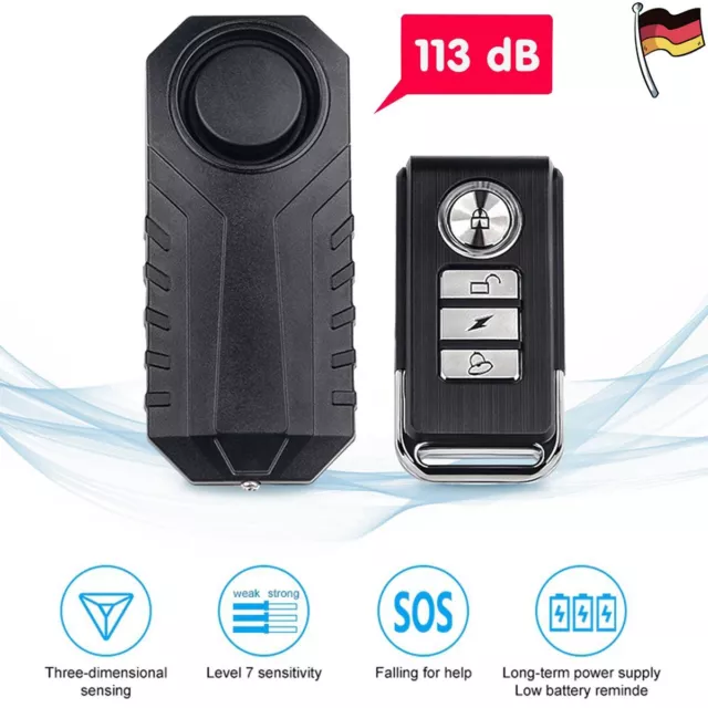 113dB Super laut Wireless Motorrad Fahrrad Diebstahl Alarmanlage & Fernbedienung