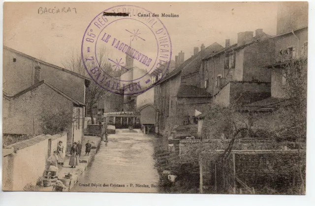 BACCARAT - Meurthe and Moselle - CPA 54 - Canal des moulins - military stamp