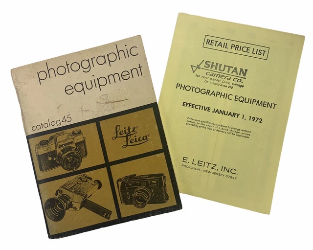 Camera Catalog 45 Photographic Equipment & Price List  1972 LEITZ LEICA