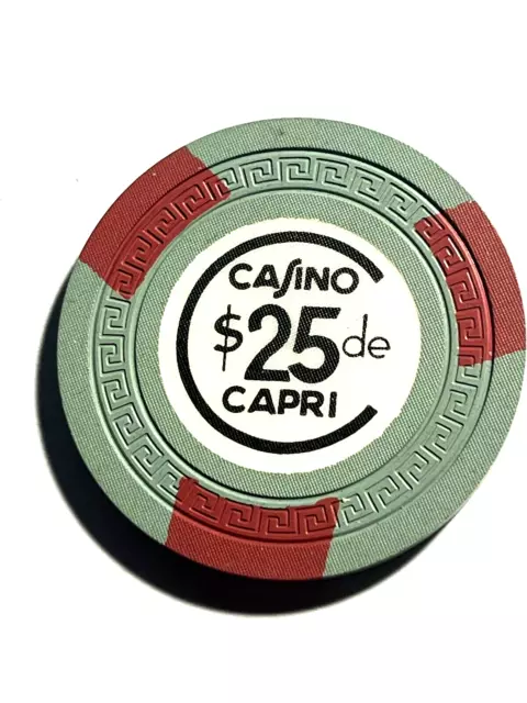 -VINTAGE-**CASINO de CAPRI **$25 Chip-1950s (AUTHENTIC) Caribbean.