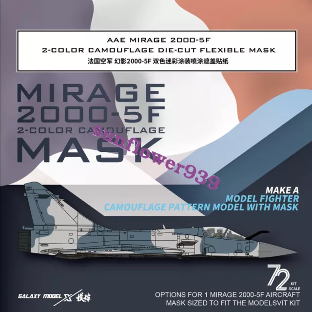 Galaxy D72021 AAE MIRAGE 2000-5F 2-COLOR CAMOUFLAGE DIE-CUT FLEXIBLE MASK