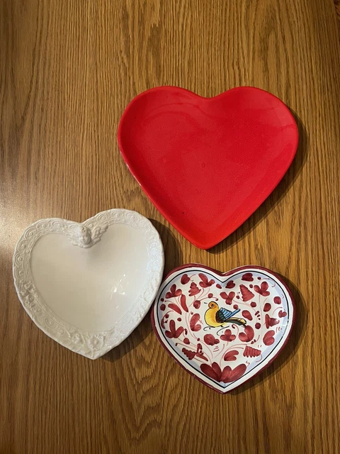 Italian Heart Plate Lot Pottery Ceramic Plates Dishes Italy Dish