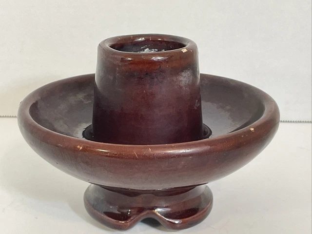 Vintage LARGE Brown Porcelain High Voltage Power Line Insulator-Unbranded 3