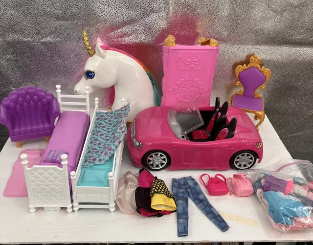 Barbie Car, Dollhouse Furniture, Accessories Lot