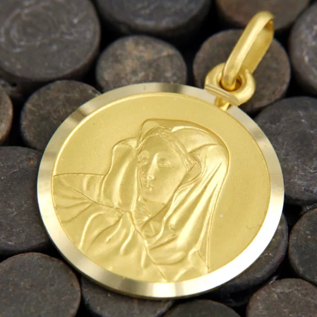 Anhänger Gelb GOLD 18k 750 Massiv Mutter Gottes Heilige Maria Madonna Medaillon