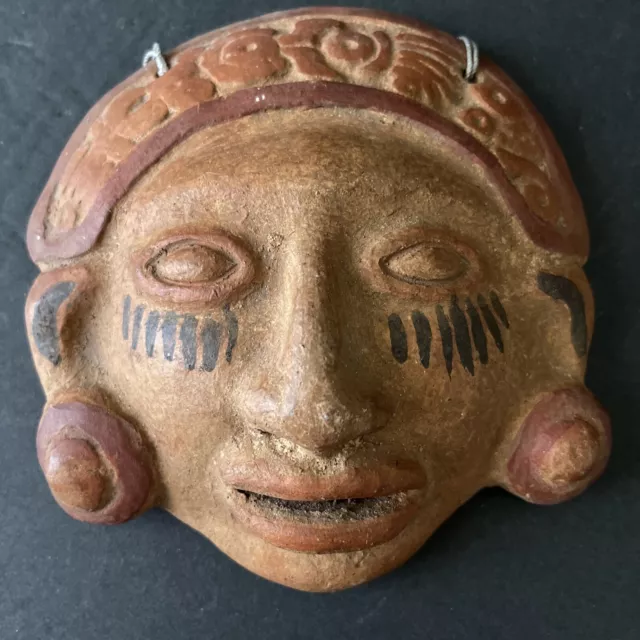 Vintage Mexican Folk Art Pottery Mask