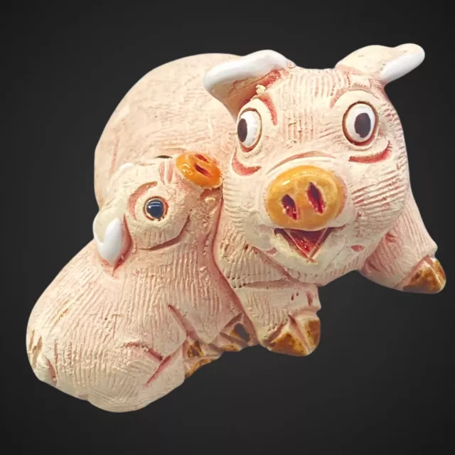 LEPS of Peru Pottery Handmade Ceramic Pig Family Figurine 1.5”T