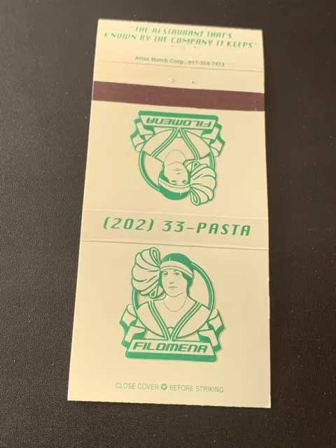 Vintage Washington DC Matchbook: “Filomena Ristorante”