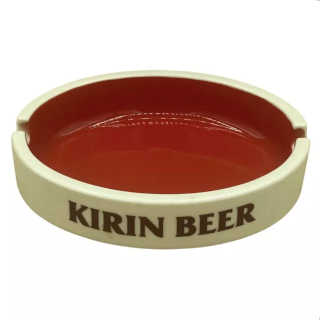 SAKURA Kirin Beer Vintage Ashtray Made in Japan Oval Shape Red Interior