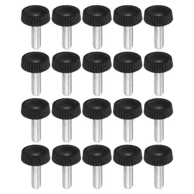 20pcs M5x16mm Knurled Thumb Screw Clamping Screw Knobs Grip Bolt Fasteners Black