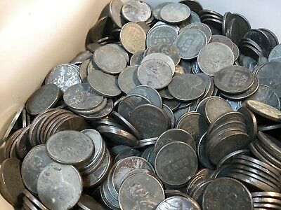 1943-D LINCOLN WHEAT ROLL OF 50 STEEL CENTS AVG CIRCULATED , WWII Era
