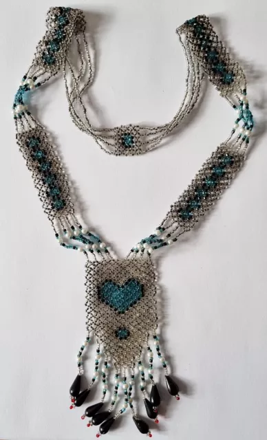 Sehr schöne Art Deco Lauscha Gablonz Halskette  um 1925/30 - Perlen & Glasstäbe