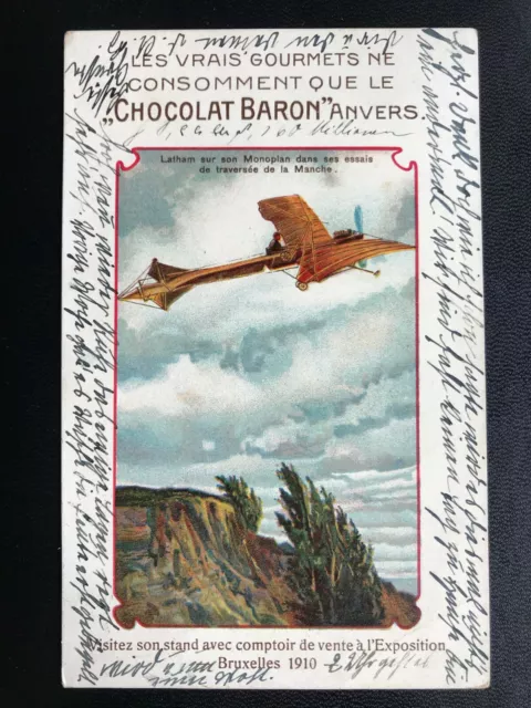 AK Litho (941) Werbung für Chocolat Baron Aviatik Schokolade Flugzeug