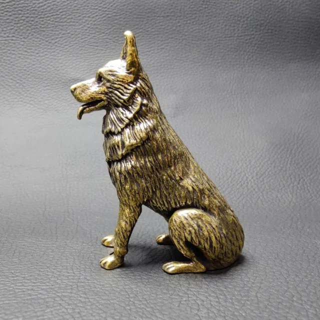 Solid Casting Brass Dog Statue,Copper Metal Wolf Dog,German Shepherd Decor gift