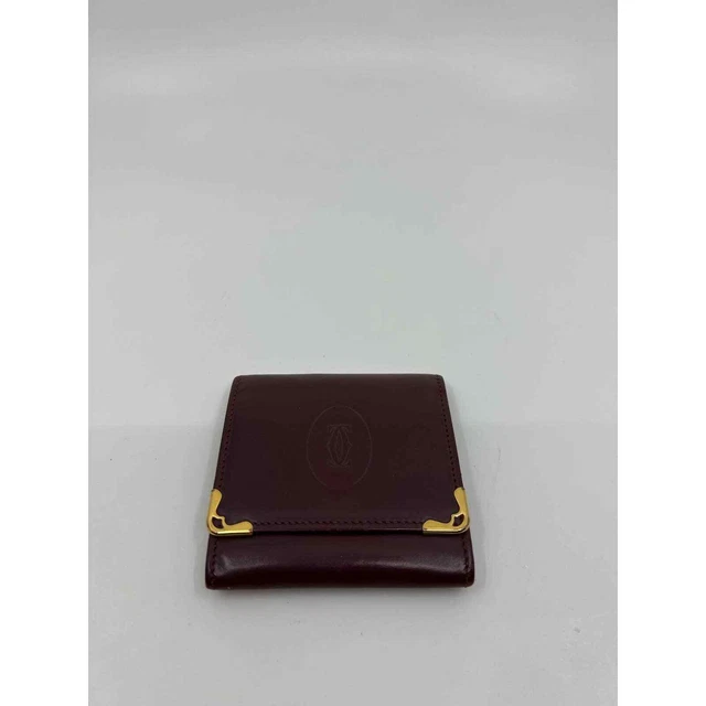 Cartier Coin Purse Burgundy with Gold Corners