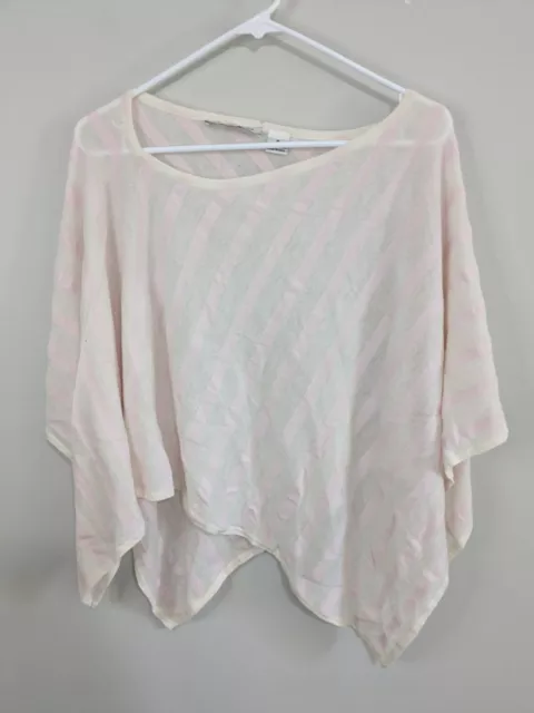 Autumn Cashmere Poncho Sweater Women's Medium Pullover Pink White 100% Cashmere