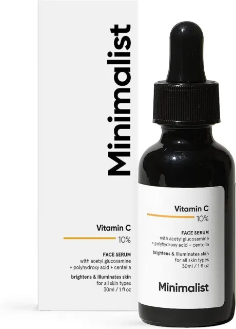 Sérum facial minimalista con 10 % de vitamina C para una piel radiante, 30 ml
