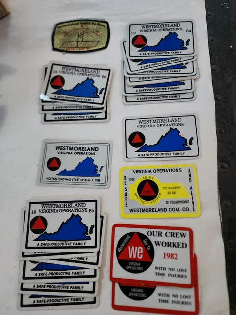 (21) RARE 1980's Westmoreland Virginia Operations Coal Stickers Safety Theme NOS