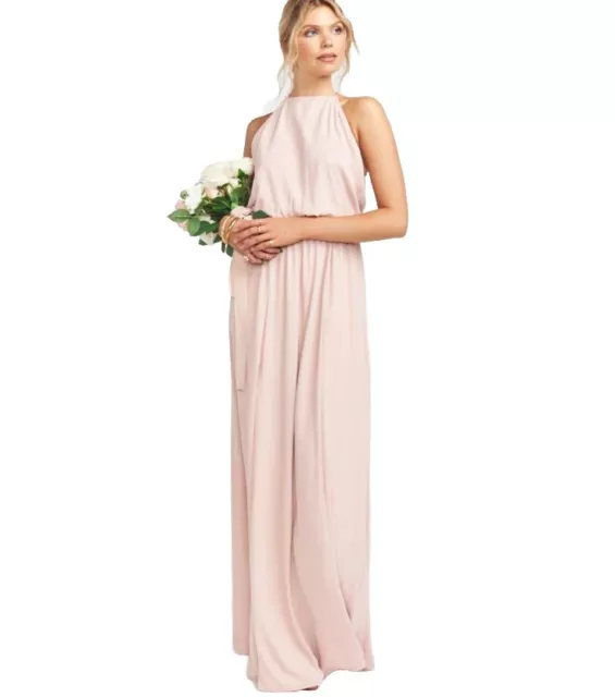 $168 Show Me Your Mumu Heather Halter Maxi Dress XS Bridesmaid Dusty ROSE