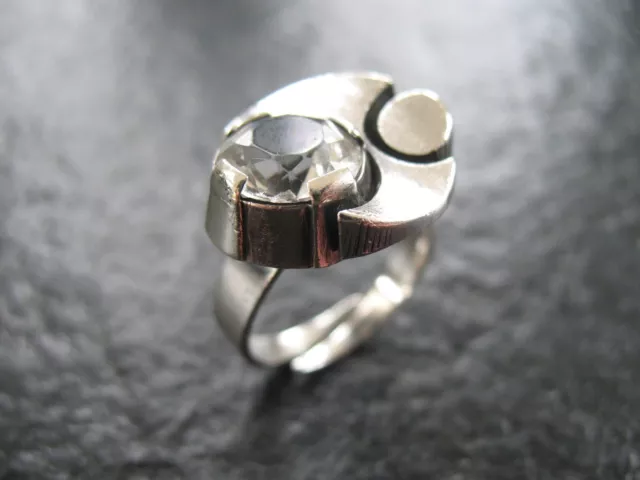 Ring Silber 925 Sten & Laine Finnland Vintage Designer Ring mit Bergkristall