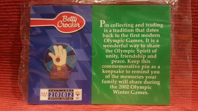 Épingle à main scellée 2002 Betty Crocker Team USA Olympics Salt Lake City