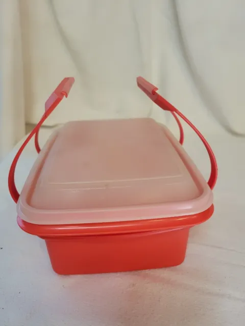 Vintage Tupperware Pack N Carry Lunch Box Container Set - 1254 Red