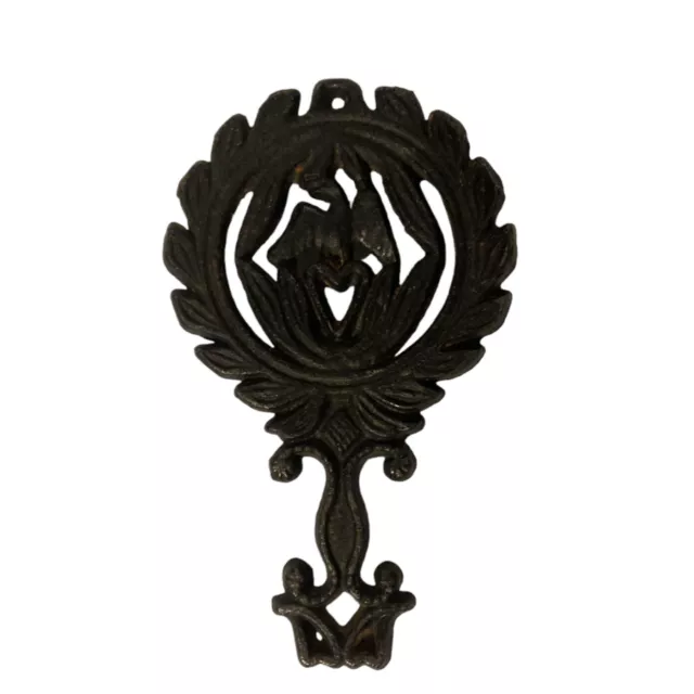 Vintage Cast Iron Eagle Trivet  9”  Footed BLACK