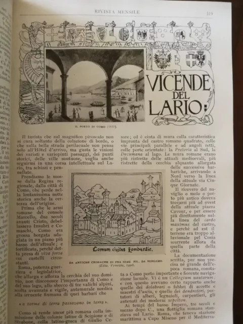 Rivista Antica Touring 1914 Immagini Storiche Como E Lario Susa E Rocciamelone