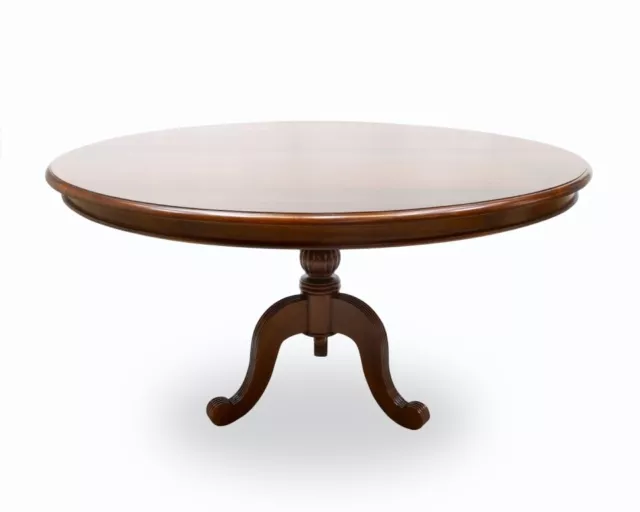 Solid Mahogany Wood Round Dining Table 145cm Antique Reproduction Style