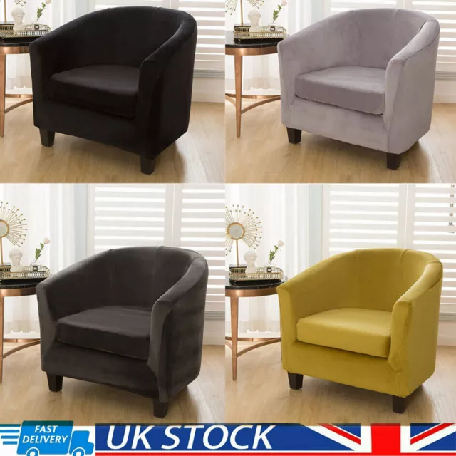 Stretch Club Chair Slipcover 2 Piece Velvet Tub Chair Covers Armchair Protector