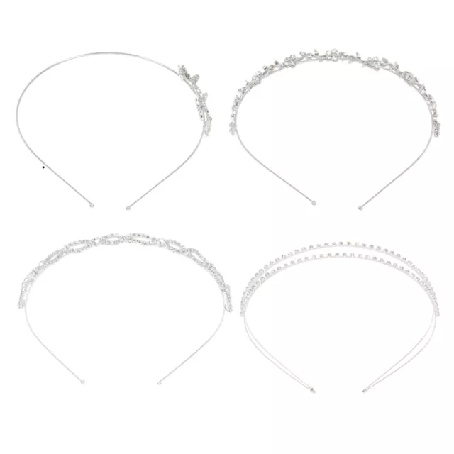 Silver Rhinestone Headband for Women - 4pcs Hair Accessories for Wedding-