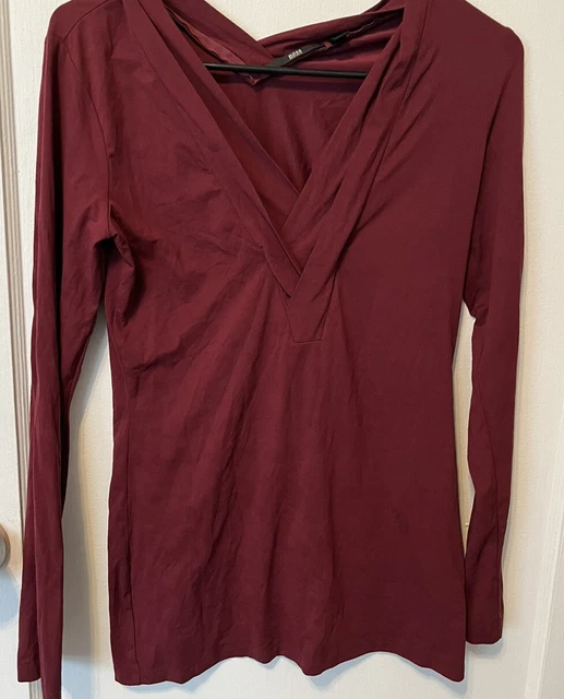 Women’s Hugo Boss Stretch Wine Colored Top See Measurements
