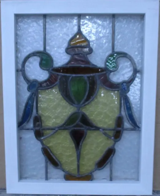 MIDSIZE OLD ENGLISH LEADED STAINED GLASS WINDOW Pretty Abstract 17.75" x 23"