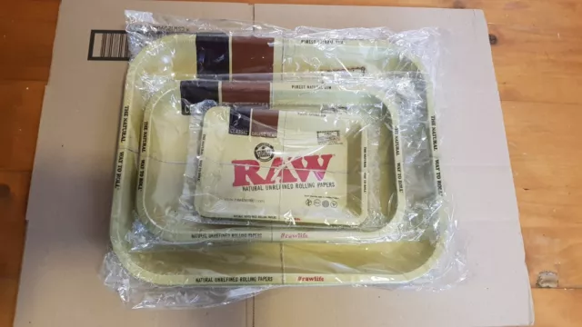 RAW Mini Small & Large Classic Metal Rolling Tray RAWthentic Certified