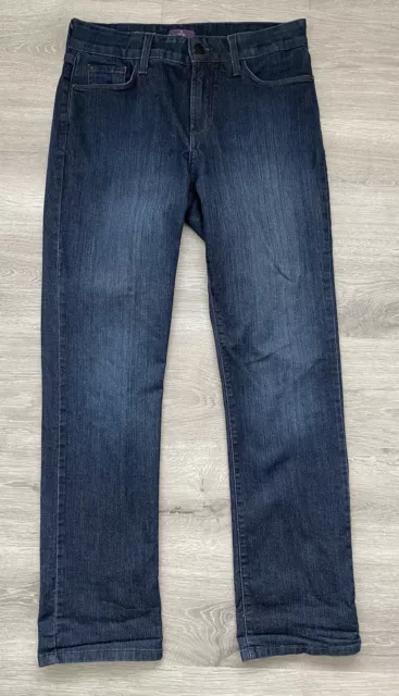 NYDJ Lift Tuck Straight Leg Stretch Dark Wash Mid Rise Denim Jeans Womens Size 8