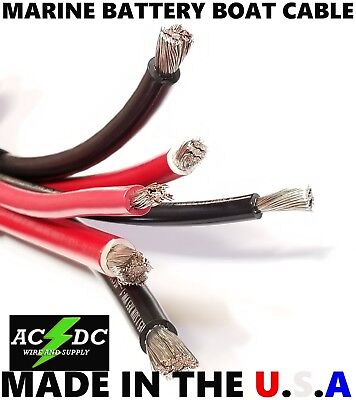 Battery Cable Marine Grade Tinned Copper 6, 4, 2 1 1/0 2/0 AWG PER Foot SGT