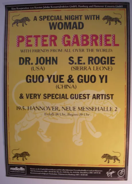 Peter Gabriel Concert Tour Poster 1994 Us Genesis Womad