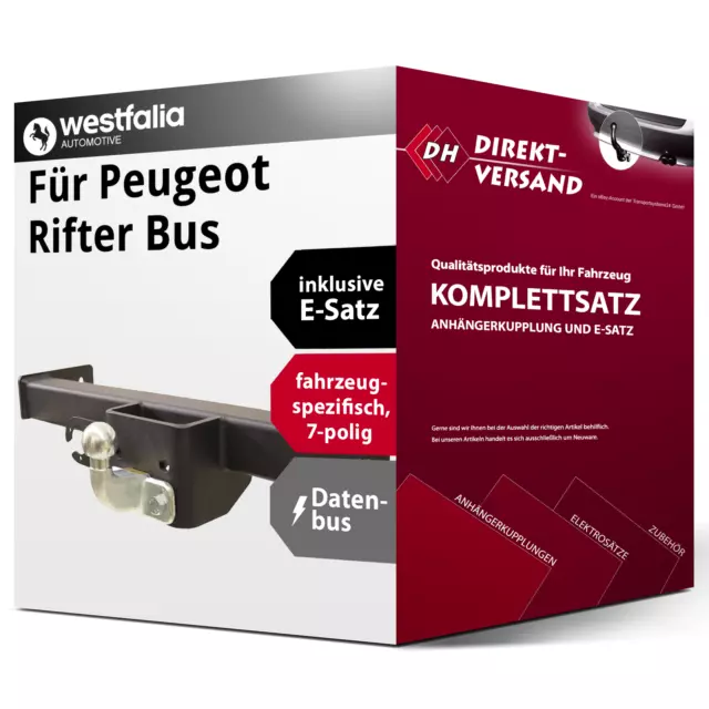 Für Rifter Bus (Westfalia) Anhängerkupplung starr + E-Satz 7pol spezifisch neu