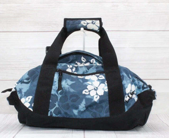 LL Bean Blue Floral Nylon Travel Adventure Duffle Bag